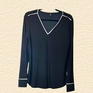 White House Black Market Black V-Neck Top (Size M)